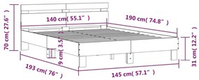 Estrutura cama c/ cabeceira 140x190 cm derivados madeira preto