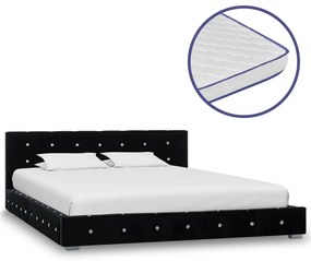 vidaXL Cama com colchão em espuma de memória 140x200 cm veludo preto