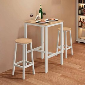 Mesa de bar (bancos não incluídos) com estrutura de aço 60 x 60 x 92 cm carvalho bege-branco