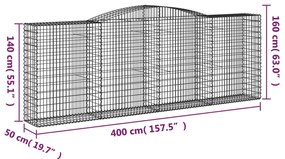 Cesto gabião arqueado 400x50x140/160 cm ferro galvanizado