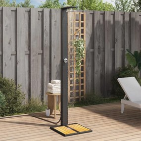 vidaXL Chuveiro de exterior 50x55x224 cm vime PE/madeira acácia preto