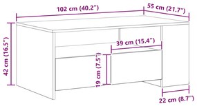 Mesa de Centro em Madeira Velha 102x55x43,5 cm em Madeira Engenharia