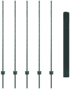 Cerca de Arame Soldado com 5 Postes U Verde 1,4x10 m Aço