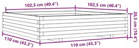 Vaso/floreira de jardim 110x110x26,5 cm pinho maciço branco