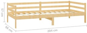Sofá-cama com colchão 90x200 cm pinho maciço
