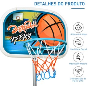 Cesto de basquete para crianças acima de 6 anos com suporte de altura ajustável e base recarregável incluídos 32x65x126-158 cm