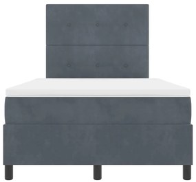 Cama Box com Colchão e LED VidaXL Cinza Escuro 120x190 cm Veludo