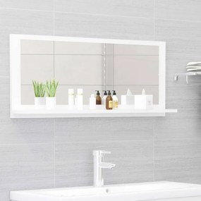 vidaXL Espelho de casa de banho derivados de madeira branco brilhante