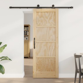 Porta Deslizante vidaXL com Conjunto de Ferragens 73.5x198.5 cm Madeira Maciça de Pinus