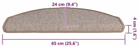 Tapetes de escada 20 pcs 65x24x4 cm castanho-claro
