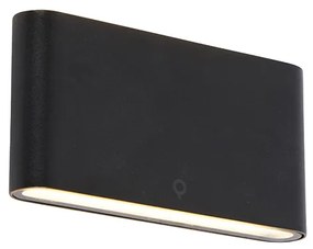Candeeiro de parede exterior moderno preto 17,5 cm com LED IP65 - Batt Moderno