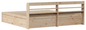 Estrutura de cama com cabeceira 200x200 cm pinho maciço