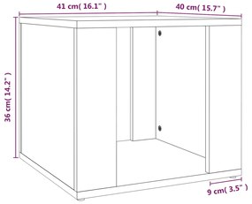 Mesa de cabeceira 41x40x36 cm derivados madeira cinzento sonoma