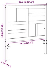 Cabeceira de Cama com cabeceira Castanho-mel 80.5 x 4 x 104 cm