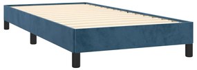 Cama com molas/colchão 90x200 cm veludo azul-escuro