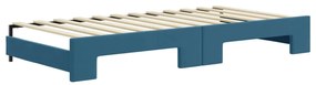Sofá-cama com gavetão e gavetas 90x200 cm veludo azul