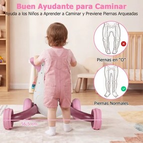 Andador Montessori para Bebés com Música Luzes Classificador Formas Engrenagens Giratórias Rosa