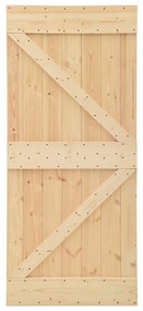 Porta de correr com ferragens 90x210 cm madeira de pinho maciça