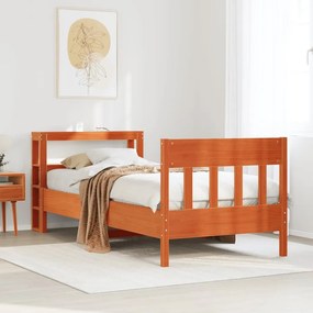 vidaXL Cama sem colchão 90x200 cm pinho maciço castanho-mel