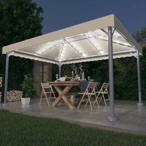 vidaXL Gazebo com cordões de luzes LED 400x300 cm alumĂnio cor creme
