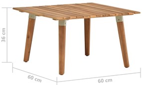 Mesa de centro p/ jardim 60x60x36 cm madeira de acácia maciça