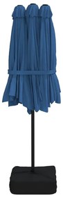 Guarda-sol de jardim com cabeça dupla 449x245 cm azul-ciano