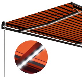 Toldo retrátil manual com LED 350x250 cm laranja e castanho