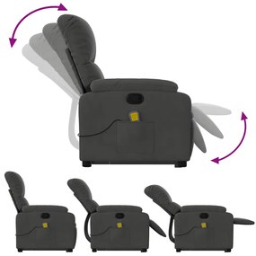 Poltrona massagens reclin. elevatória microfibra cinza-escuro