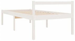 Cama de solteiro pequena p/ idosos 75x190cm pinho maciço branco