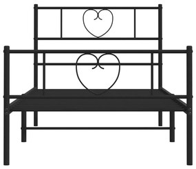 Estrutura de cama com cabeceira e pés 80x200 cm metal preto