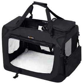 Caixa de transporte para cães FEANDREA, caixa de transporte dobrável de tecido para animais de estimação, 50 x 35 x 35 cm, preta