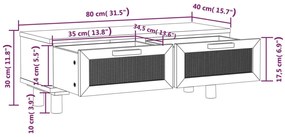 Mesa de centro 80x40x30 cm deriv. madeira/pinho maciço branco