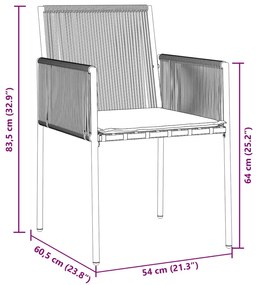 Conjunto de jantar de jardim com 5 peças e almofadas em rattan sintéti