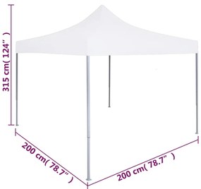 Tenda dobrável profissional para festas 2x2 m aço branco