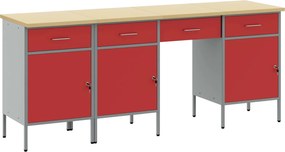 vidaXL Armário de Trabalho com gaveta 4 pcs Vermelho 200 x 55 x 85 cm