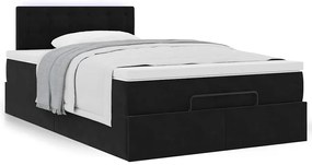 Cama otomana com colchão 120x190 cm veludo preto