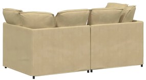 Sofá modular com almofadas tecido corduroy verde cinzento