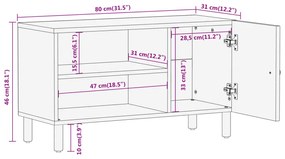Móvel de TV 80x31x46 cm madeira de mangueira maciça