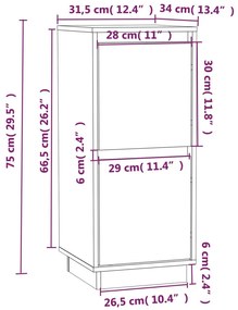Aparadores 2 pcs 31,5x34x75 cm pinho maciço castanho mel