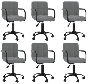 vidaXL Cadeiras de jantar giratórias 6 pcs veludo cinzento-escuro