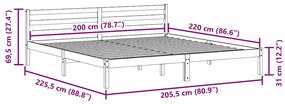 Cama com Cabeceira vidaXL 200x220 cm Madeira de Pinheiro Sólido
