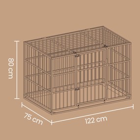Gaiola para cães 122 x 75 x 80 cm com bandeja removível preto