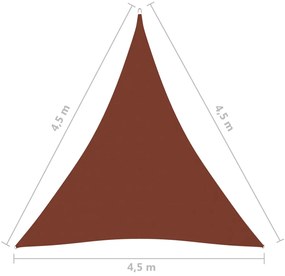 Para-sol vela tecido oxford triangular 4,5x4,5x4,5 m terracota