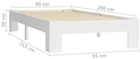 Estrutura de cama 90x200 cm pinho maciço branco