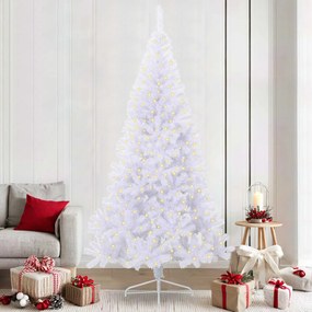 vidaXL Árvore de Natal Artificial com 300 LEDs Branco 240 cm PVC e Aço