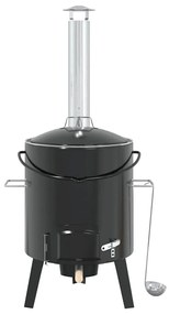 Forno de goulash com chaminé e tampa aço esmaltado preto