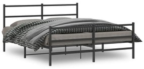 vidaXL Estrutura de cama com cabeceira e pés 160x200 cm metal preto