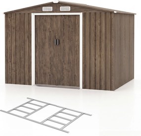 Abrigo de Armazenamento para Jardim, 259 x 196 x 184 cm, Capacidade de 7 m³, Castanho
