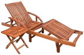 Espreguiçadeira com mesa madeira acácia maciça