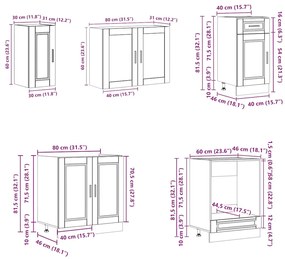 8 peças armário de cozinha conjunto Kalmar branco brilhante